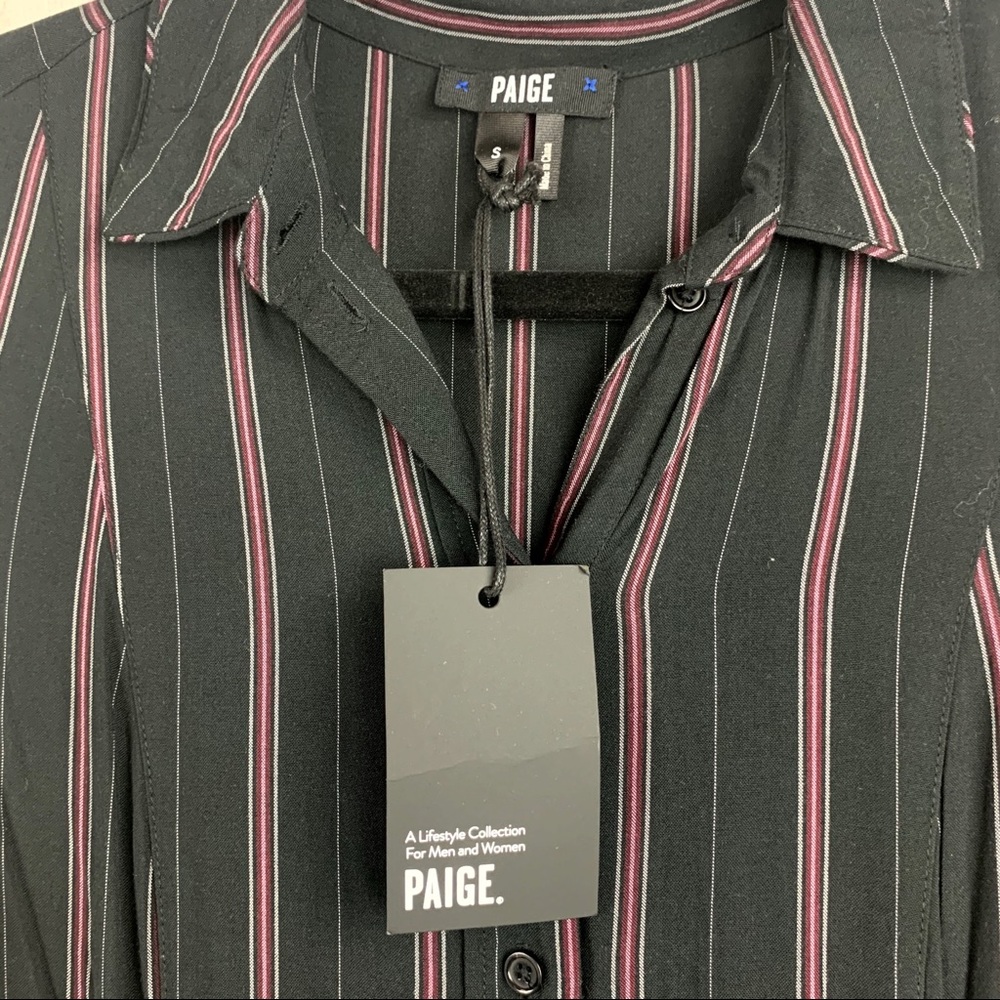 Paige Black Stripe Nayven Maxi Shirt Dress NWT - Picture 11 of 11